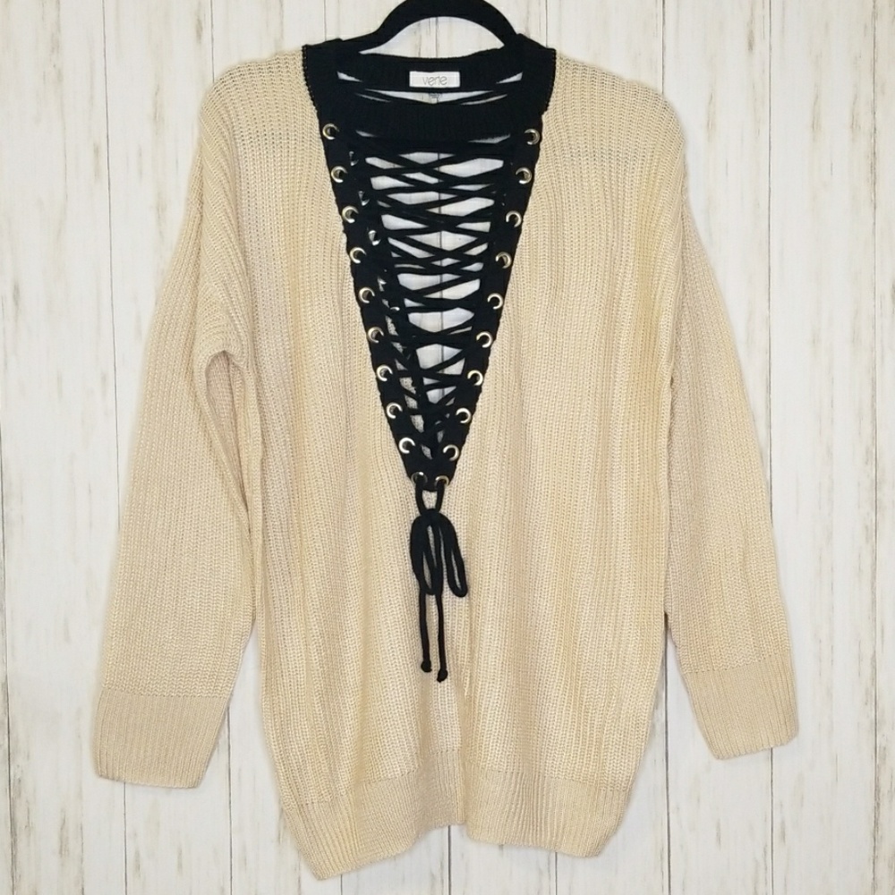 Lace Me Up Oversized Sweater - Picture 6 of 8